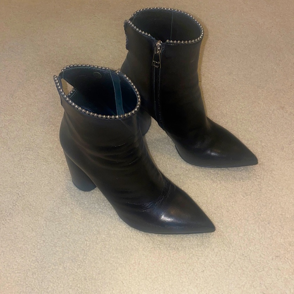 Studded Italian leather bootie